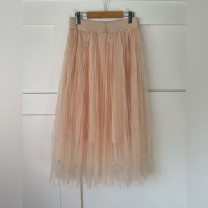 Fashion Now • Pink beaded tulle skirt • size M